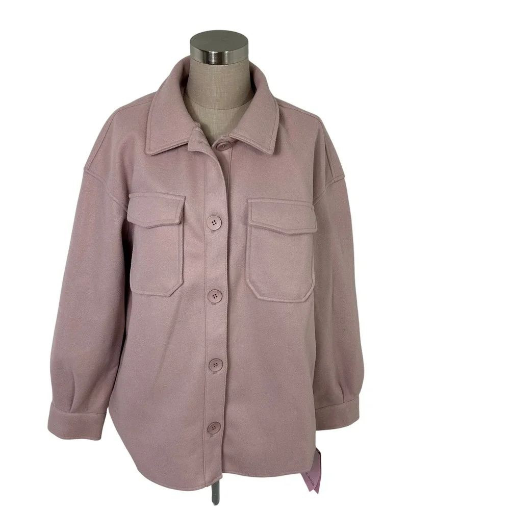 Anthropologie Avec‎ Les Filles Shacket Dusty Pink Button Up Shirt Jacket NWT